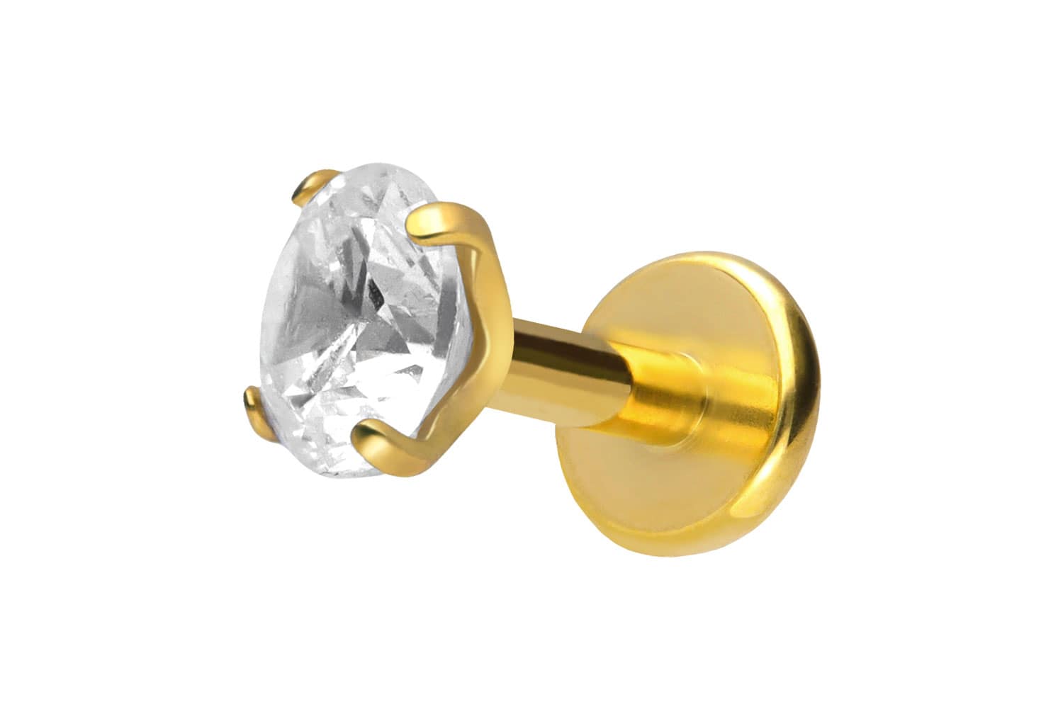 Titan Labret Piercing mit Push Fit EINGEFASSTER KRISTALL